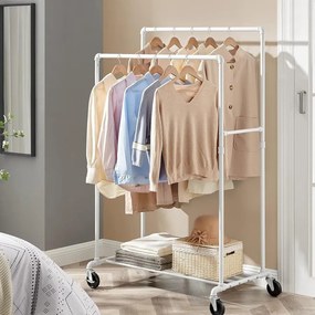 Dupla ruhatartó állvány, kabáttartó, fehér