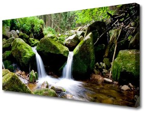 Vászonkép Waterfall Rocks Nature 100x50 cm
