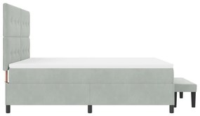 Boxspring Ágy Matraccal és Padlóval, Világosszürke, 180x200 cm, Bársony
