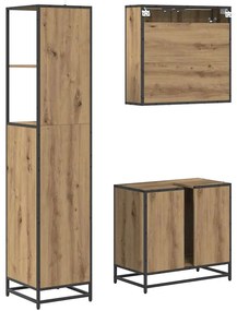 Fürdőszoba bútor szett 3 pcs kézműves tölgy 65 x 33 x 60 cm