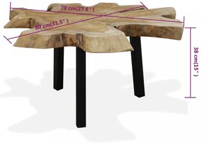 valódi tíkfa dohányzóasztal 80 x 70 x 38 cm