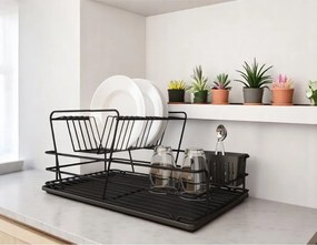 Edényszárító, csepegtető tálca, fekete, 47 x 32 cm