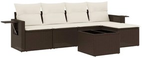 vidaXL 6 részes barna polyrattan kerti ülőgarnitúra párnával