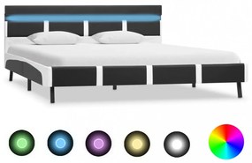 Szürke LED-es műbőr ágykeret 140 x 200 cm