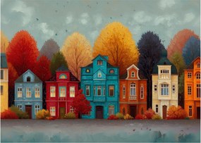 Kép - Festett őszi város (70x50 cm)