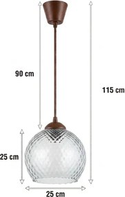 BRILAGI - LED függeszték R GLASS drótkábellel 1xE27/60W/230V Ø 25 cm barna/füstszürke