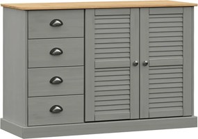 vidaXL VIGO szürke tömör fenyőfa fiókos tálalószekrény 113x40x75 cm