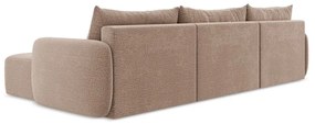 Világosbarna kinyitható-tárolóhelyes sarokkanapé Kalena – Makamii