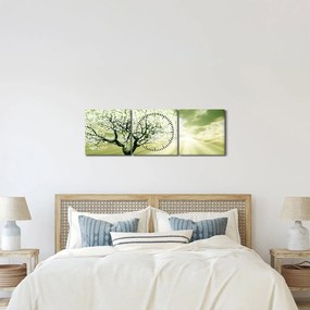 Virágzó fa képe (órával) (90x30 cm)