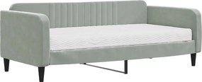 vidaXL világosszürke bársony kanapéágy matraccal 90 x 190 cm