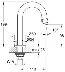 GROHE 20201000 - Álló szelep UNIVERSAL 113 mm fényes króm