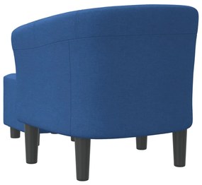 kék szövet kagylófotel lábzsámollyal