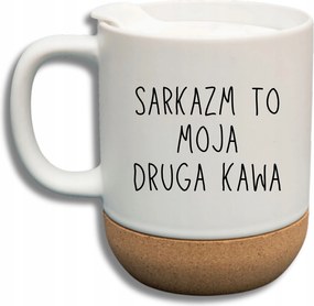 Fehér Bögre Fedéllel És Parafa Ajándék Szarkazmus A Második Kávém