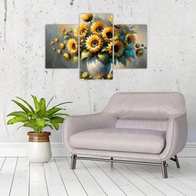 Kép – Napraforgós váza (90x60 cm)