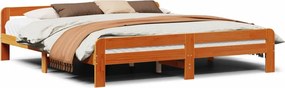 vidaXL viaszbarna tömör fenyőfa ágy matrac nélkül 200 x 200 cm