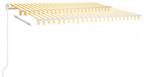 sárga és fehér kézzel kihúzható LED-es napellenző 450 x 300 cm