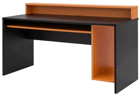 Számítógépasztal/gamer asztal, fekete matt/narancssárga, TEZRO