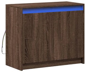 barna tölgy színű szerelt fa tálalószekrény LED-del 72x34x61 cm