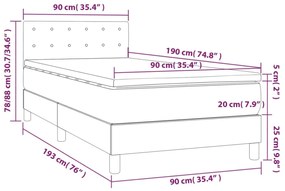 fekete műbőr rugós ágy matraccal és LED-del 90x190 cm