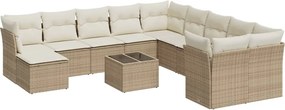 vidaXL 12 részes bézs polyrattan kerti ülőgarnitúra párnákkal