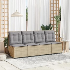 bézs polyrattan dönthető kerti kanapé párnákkal