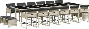 vidaXL 17 részes szürke polyrattan kerti étkezőgarnitúra párnákkal