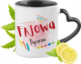 Ügyeleti bögre fekete, szív alakú füllel Ajándék