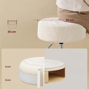 AURA állítható magasságú sminkszék fésülködőasztalhoz, Ø35cm, krémszínű Vasagle