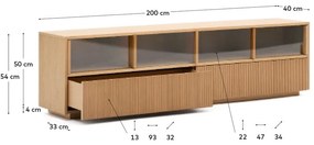 Natúr színű TV-állvány tölgyfa dekorral 200x54x40 cm Helvine – Kave Home