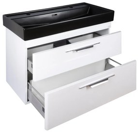 TMP LUX 100D fali fürdőszobabútor - CeraStyle SHARP FEKETE DUPLA csaplyukas mosdóval - 100 x 48 cm
