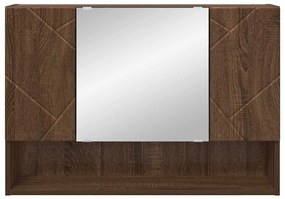 Fürdőszobai tükörszekrény barna tölgy 80 x 17 x 55 cm Faanyag