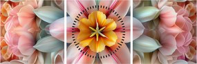 Kép - Kaleidoszkópos virág (órával) (90x30 cm)