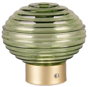 Zöld-aranyszínű LED dimmelhető asztali lámpa üveg búrával (magasság 14,5 cm) Earl – Trio