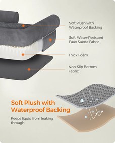 Feandrea ortopéd kutyafekhely, L 106x76x18 cm, vízálló, sötétszürke