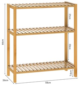 Casaria® Bambusz polc - 66x58x26 cm