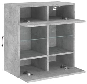 betonszürke falra szerelhető TV-szekrény LED-del 58,5x30x60,5cm