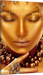 Vászonkép Arany arcú nő Ékszerek Művészet 70x120 cm