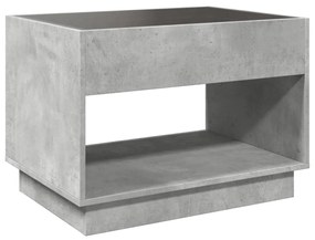 betonszürke végtelen hatású LED-es dohányzóasztal 70x50x50 cm
