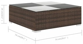 6-részes barna polyrattan kerti bútorszett párnákkal