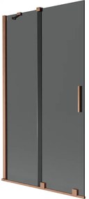 Mexen Velar, 2 szárnyas eltolható kádparaván 100 x 150 cm, 8mm szürke üveg, rézmatt, 896-100-000-41-65