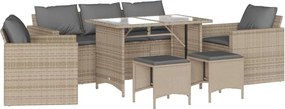 vidaXL 6 részes bézs polyrattan kerti ülőgarnitúra párnával