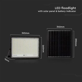 LED Kültéri napelemes reflektor LED/30W/3,2V 4000K fekete + + távirányító