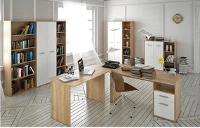 Sarok számítógépasztal, sonoma tölgyfa/fehér, MAURUS NEW MA11