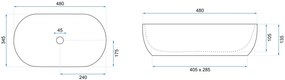 Rea Amelia Marmo Shiny, kerámia munkalap mosogató 480x345x135 mm, kőutánzat, REA-U8001