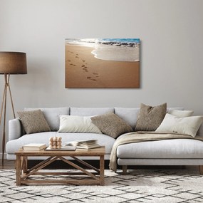 Kép - nyomok a homokban és a tenger (90x60 cm)