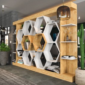 könyvespolc Sueno - White, Oak