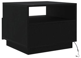 fekete tölgyszínű dohányzóasztal LED-lámpákkal 50x49x40 cm