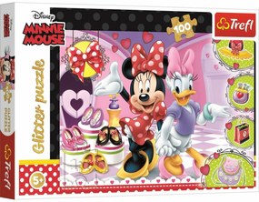 Trefl Glitter Puzzle Minnie és Daisy, 100 darabos,csillámos puzzle