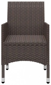 3 részes barna polyrattan és edzett üveg bisztrószett