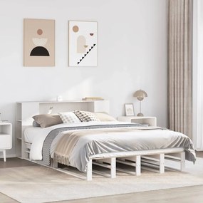 fehér tömör fa könyvespolcos ágy matrac nélkül 120 x 200 cm
